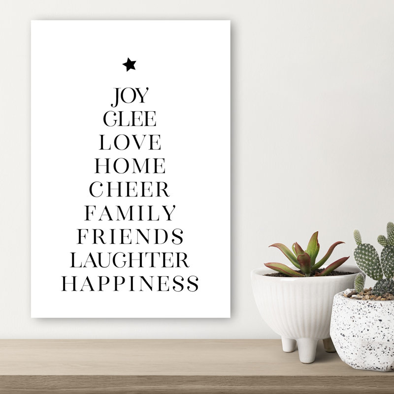 Christmas Joy Words Tree Abstract Landscape Nature Wall Art Print 1 Piece Wrapped Canvas Wall Art, 45.72cm H x 30.48cm W