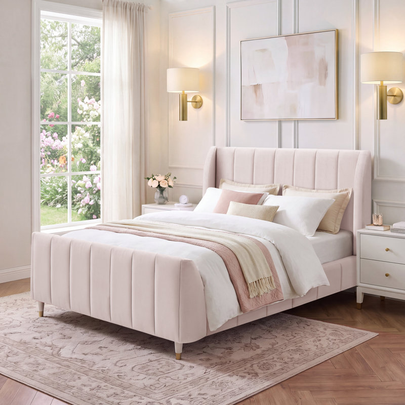 Ricketts Upholstered Platform Bed, Full/Double, Vintage Pink
