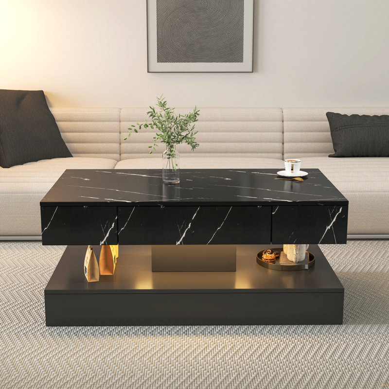 Table basse à DEL 16,93 po de hauteur, table basse, Noir