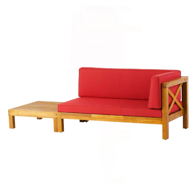 X-Back Right Corner Bench, Red, Brown