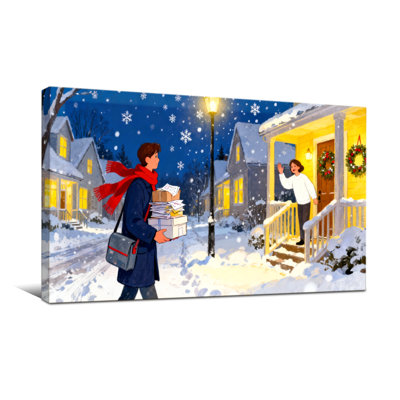 Scène de livraison de Noël nuit d'hiver