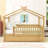 Full Wooden House Bed With Twin Trundle And Guardrails-737847721