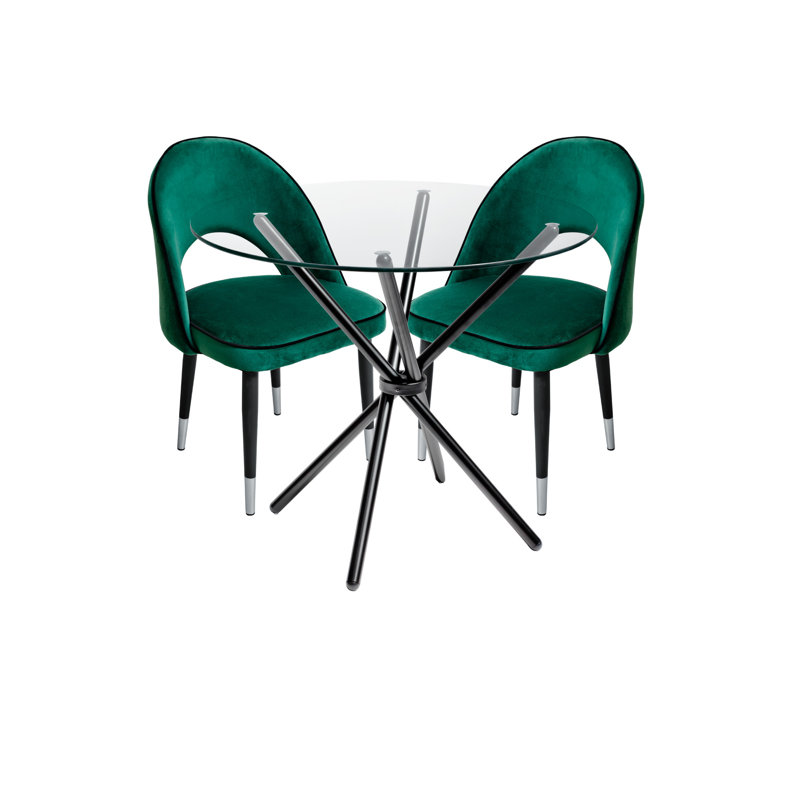 2 - Person Dining Set, Green, Black