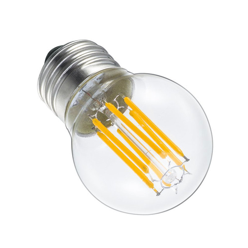 E26 Edison Filament Light Bulb, G45 6W Transparent CoverWarm White 