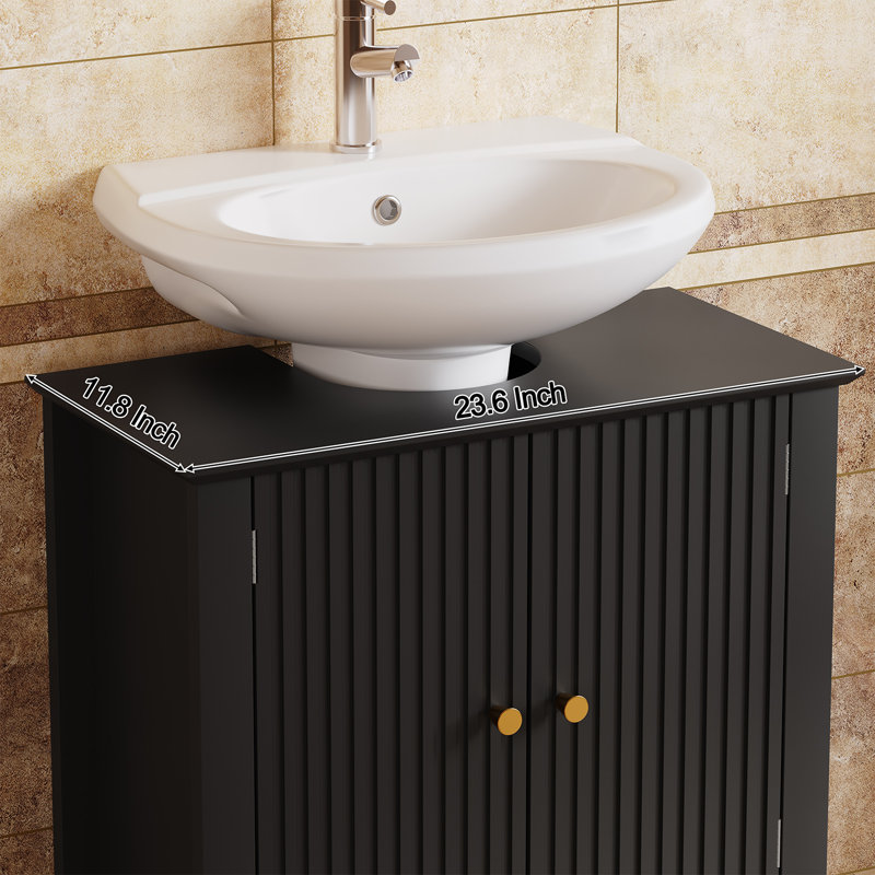Modern Bathroom Sink Cabinet With Removable Shelf, Black