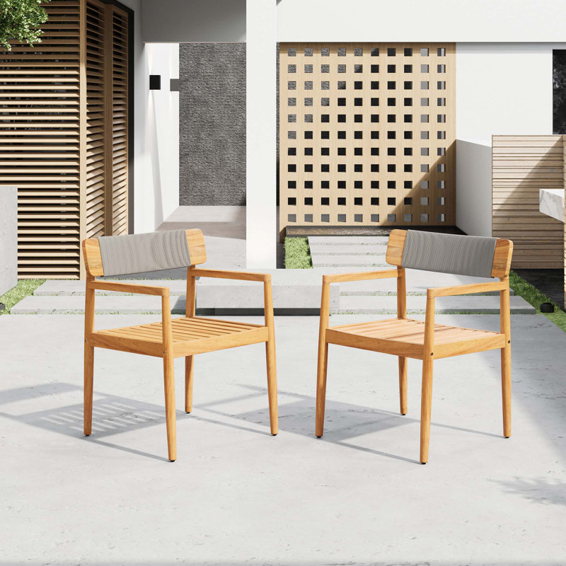 Outdoor Solid Wood Dining Chairs, Gray/Brown