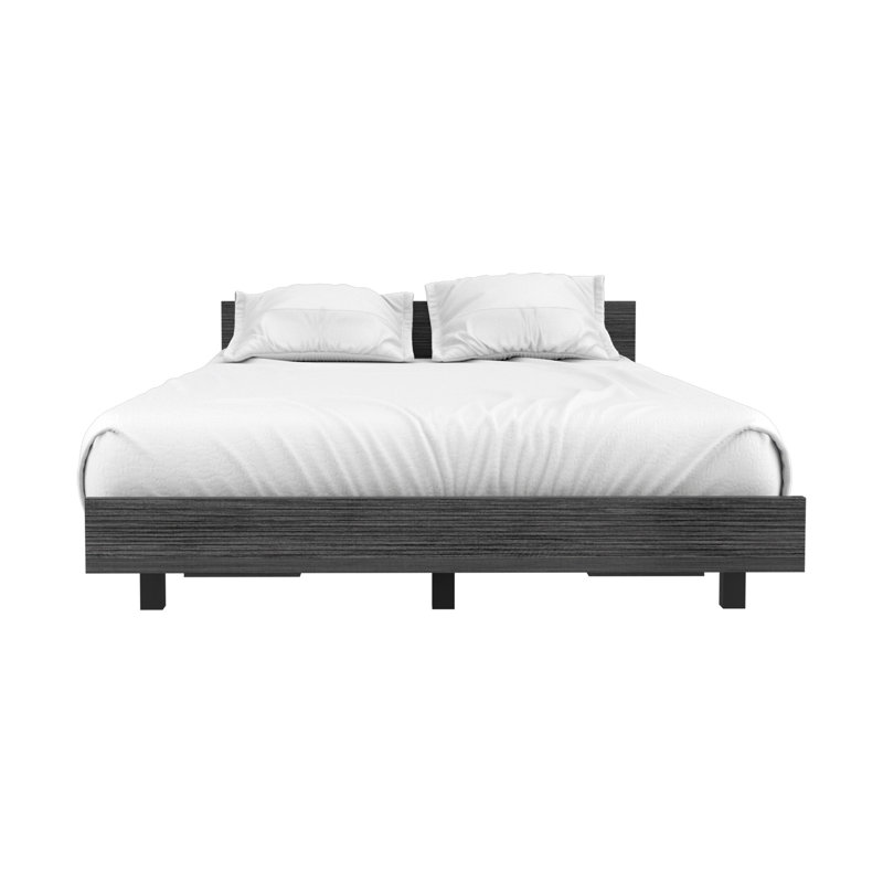 Bas de lit simple Kaia avec tête de lit chêne fumé