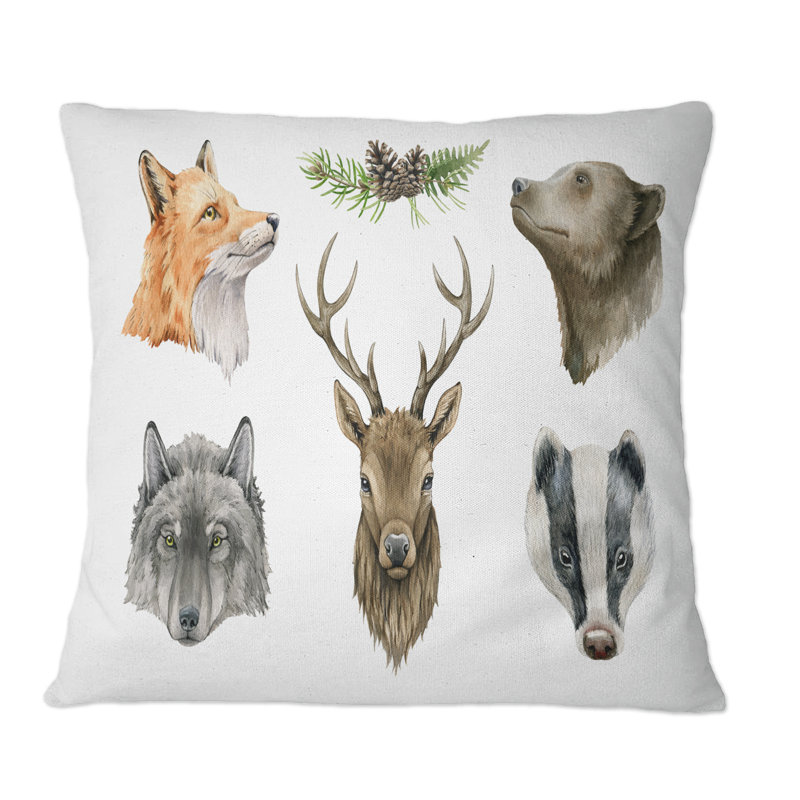 Ours grizzly et tête de cerf Fox Wolf, 16 po x 16 po