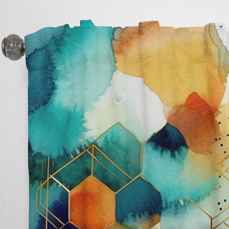 Hannelore - Hexagone coloré I - rideau en velours moderne - obscurcissant - 1 panneau, L 52 po x L 90 po