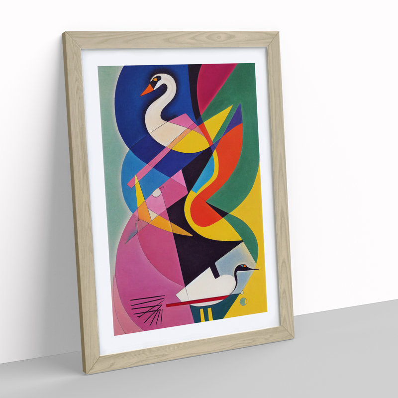 Swan in Abstract - Framed Print, Oak Framed, 46cm H x 34cm W x 2cm D