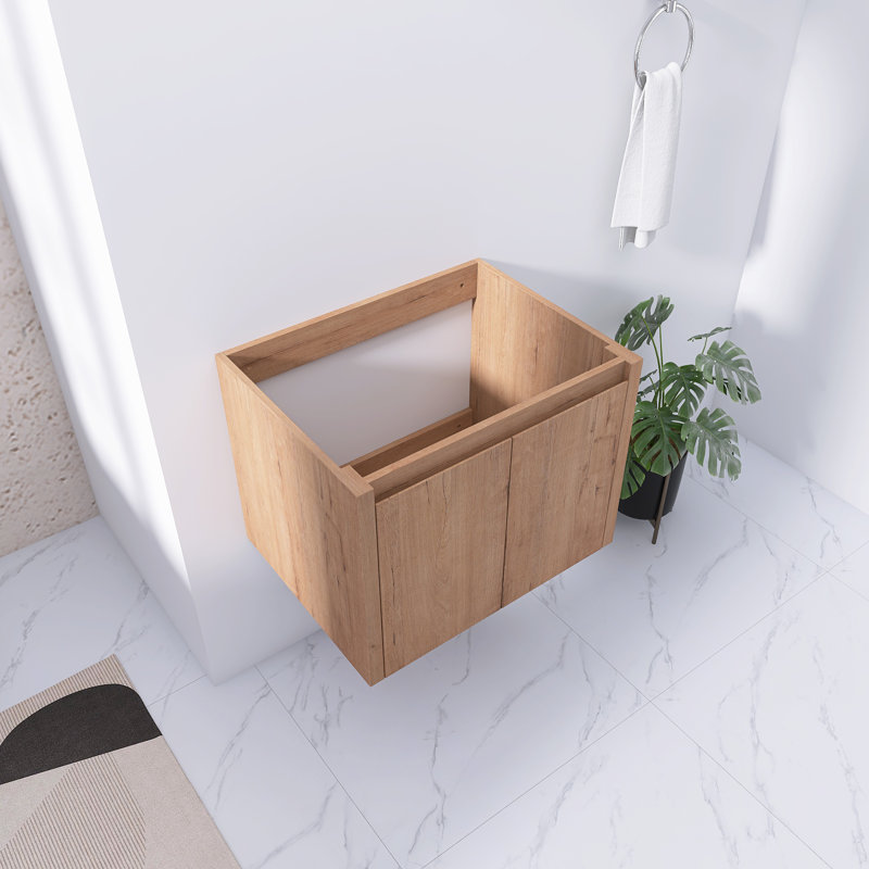Base de meuble-lavabo mural 24 po avec portes à fermeture douce, chêne imitation