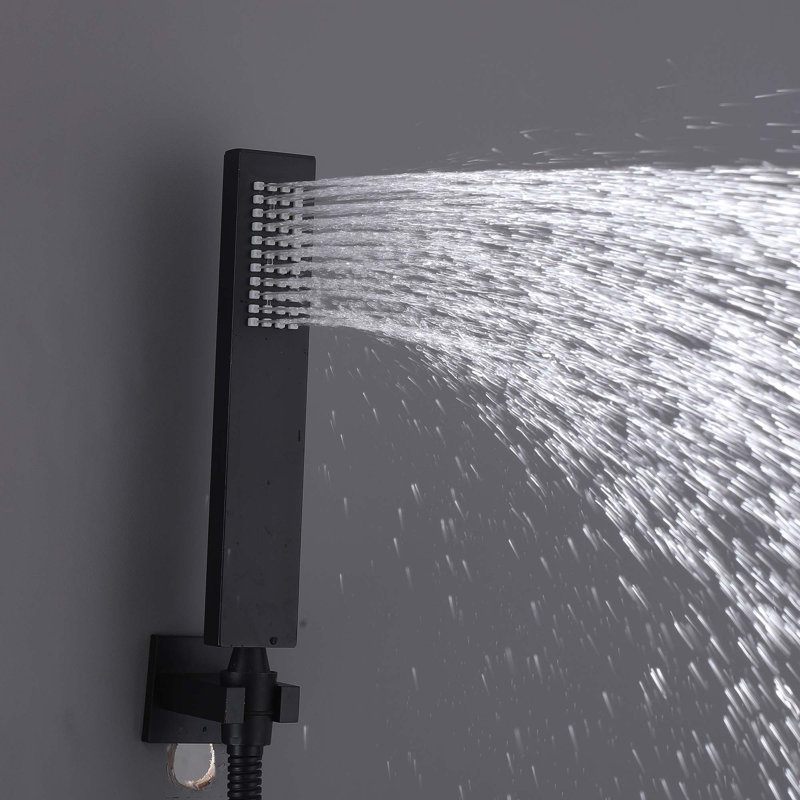 Thermostatic Complete Shower System with Rough-in Valve, Matte Black