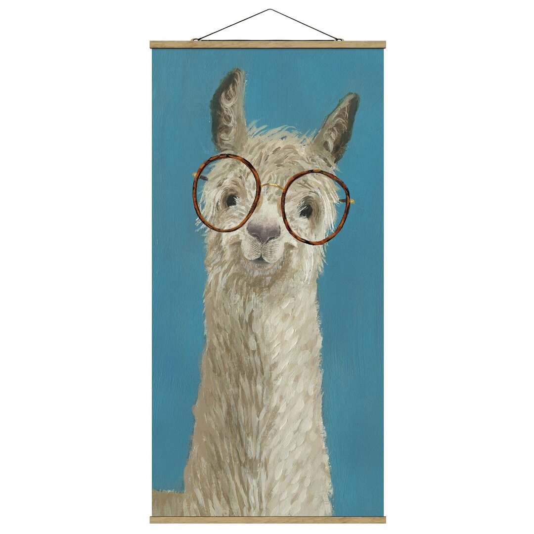 Stoffbild Mit Posterleisten - Lama Mit Brille I - Hochformat 2:1