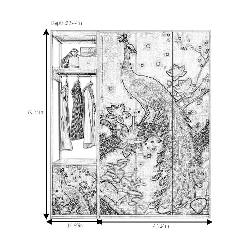 Garde-robe peinte à la mode paon
