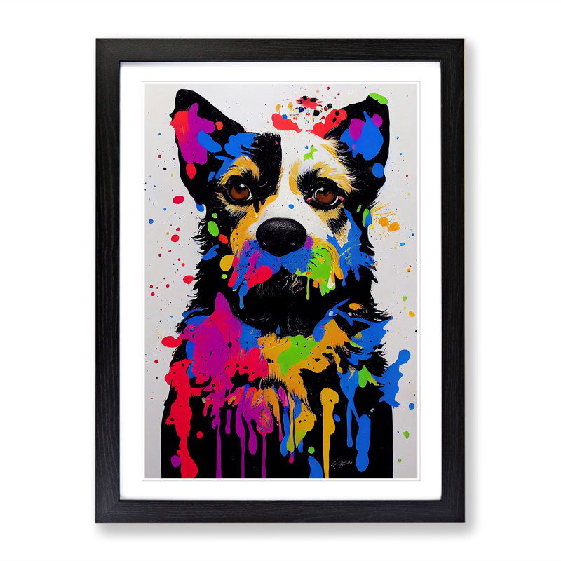 Dog Paint Splat No.2 - Framed Print, Black, 64cm H x 46cm W