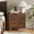 Smart Nightstand With Faux Marble Top, Charging Station, Voice-Controlled Led Light And 2 Drawers-1464216286