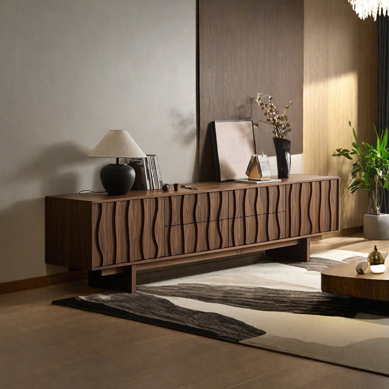 Meuble télé moderne et minimaliste, 86.61", Brun