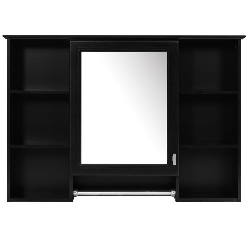 Armoire de salle de bain de 42 pouces avec tablette réglable, porte à fermeture en douceur, miroir haute définition et barre à serviettes