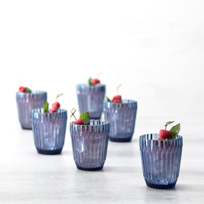 Fortessa Archie Glass, 12.5 Ounce Double Old Fashioned (Set of 6), Dusk Gray
