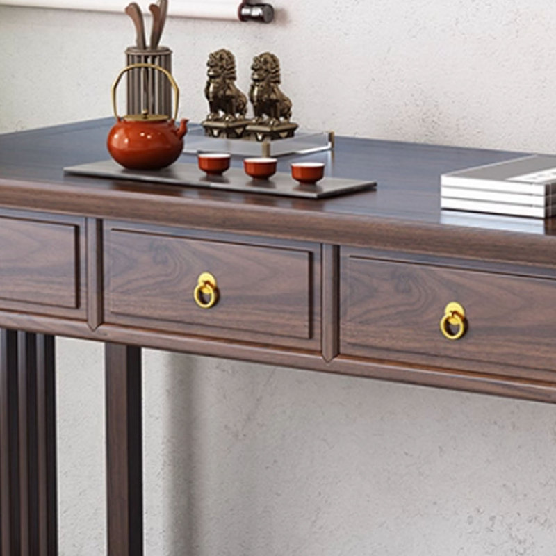 Bureau d'étude en orme naturel à structure tenon et mortaise, H 31,49 po x l 39,37 po x P 23,62 po