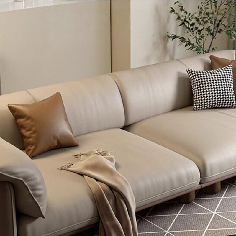 Canapé modulaire kaki en cuir véritable, H 27,56 po x l 86,61 po x P 35,43 po, Cuir kaki assorti