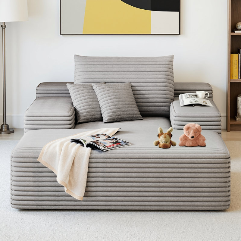 Canapé simple en peluche de 68 po de large Boneless, Gris