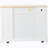 Fluted Kitchen Island with Trash Can Storage Cabinet, Power Outlet, Internal Storage Rack, Rolling Kitchen Islands on 5 Wheels with 3 Drawer, 3 Open Side Racks for 10 Gallon Garbage Bin, White-1643582342