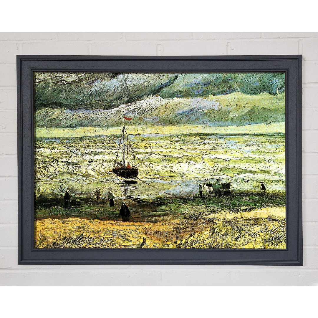 Gerahmtes Leinwandbild Scheveningen Beach In Stormy von Van Gogh