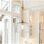 Aggie One-Light Indoor Pendant, Brushed Brass with Clear Ribbed Glass Shade