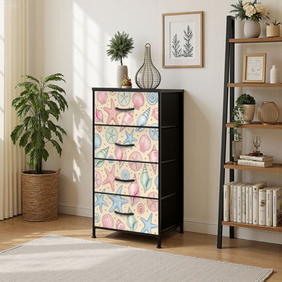 Commode de rangement verticale 4 tiroirs Seashells