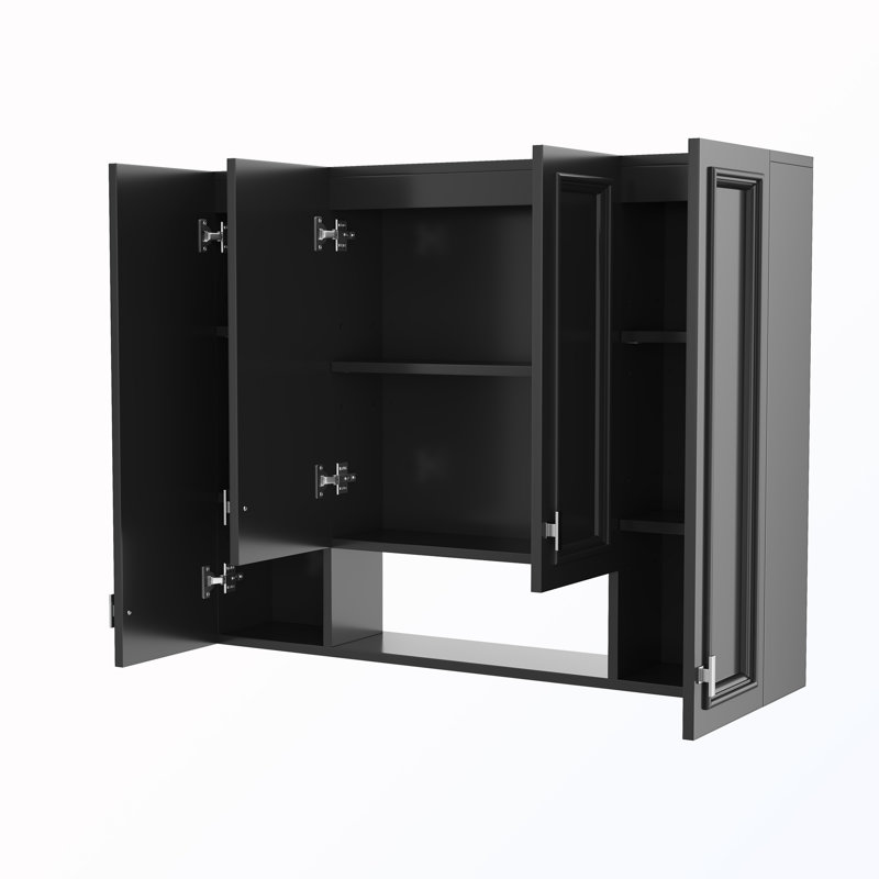Wallmounted Softclosing Bathroom Cabinet With Adjustable Shelves, Black