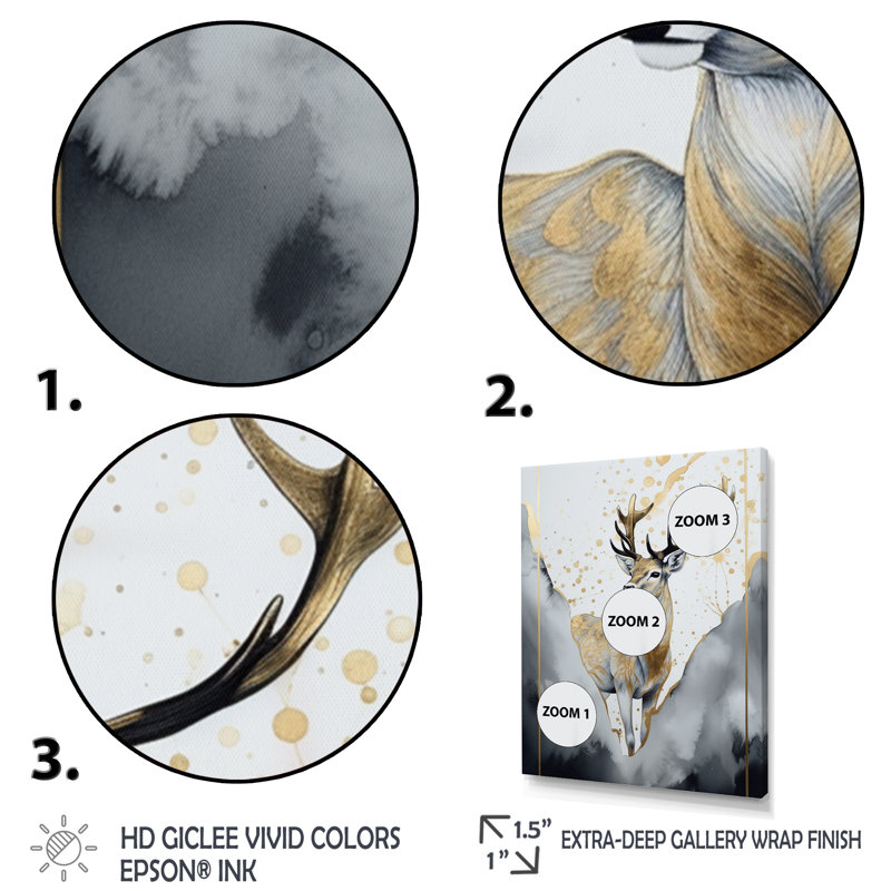 «Brown Deer In The Wild», tableau II, animaux, art mural, salon, H 44 po x l 34 po x P 1,5 po