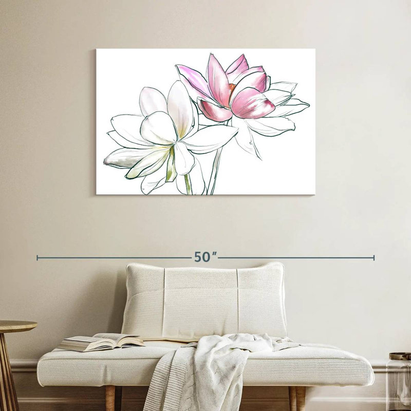Duo de fleurs de lotus, H 26 po x l 39 po