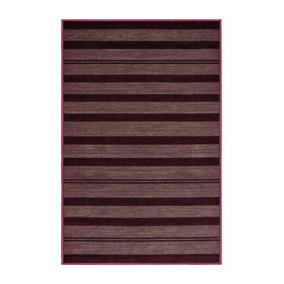 Machine Washable Horizontal Stripes Red Area Rug