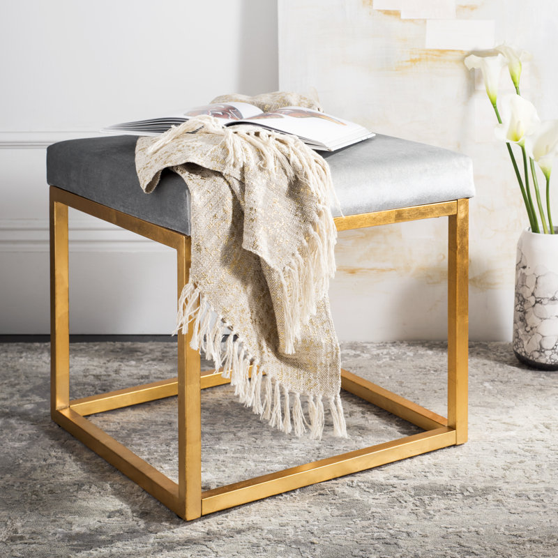Shepherd Velvet Ottoman, Gray