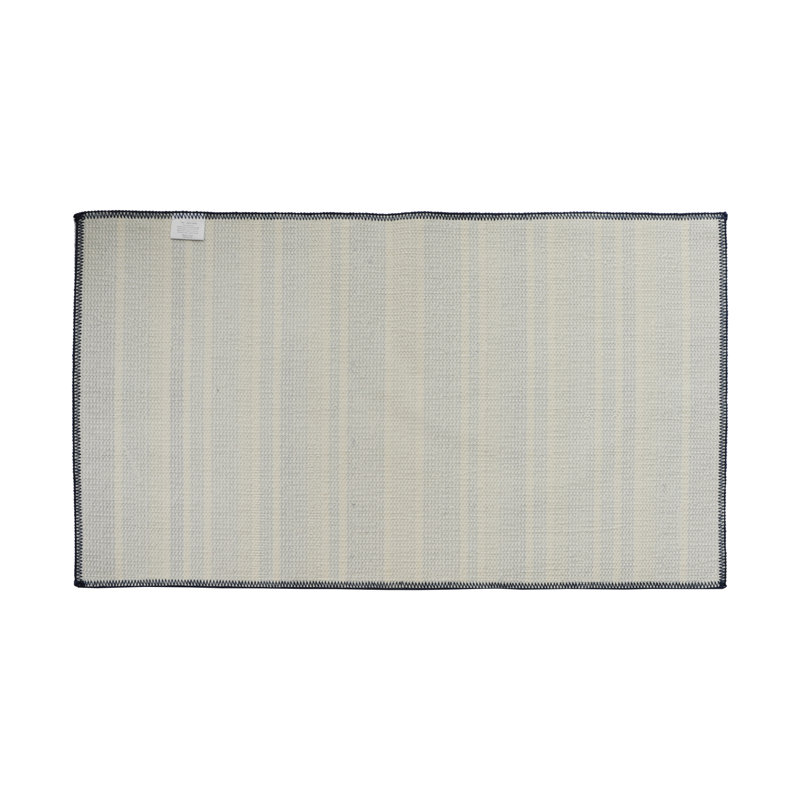 Blue and Green Striped Wool Kids Room Area Rug