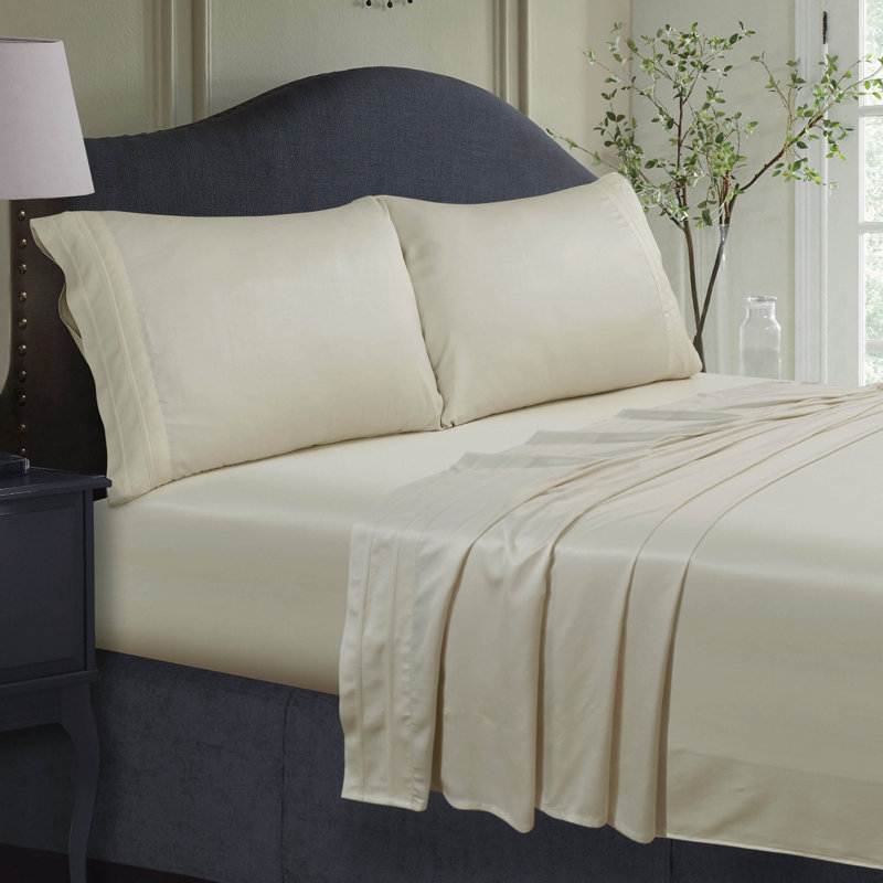Rayon from Bamboo 300 Thread Count Sateen Extra Deep Pocket Bed Sheet Set, California King Sheet Set+Fitted Sheet+2Pillowcase