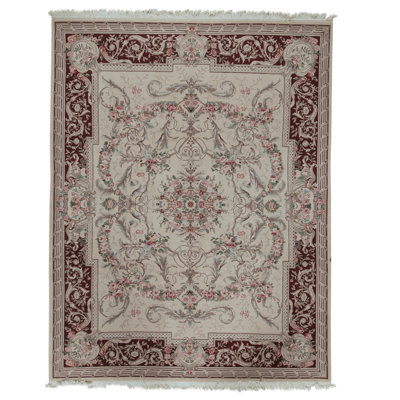 Tapis rectangulaire en laine noué à la main