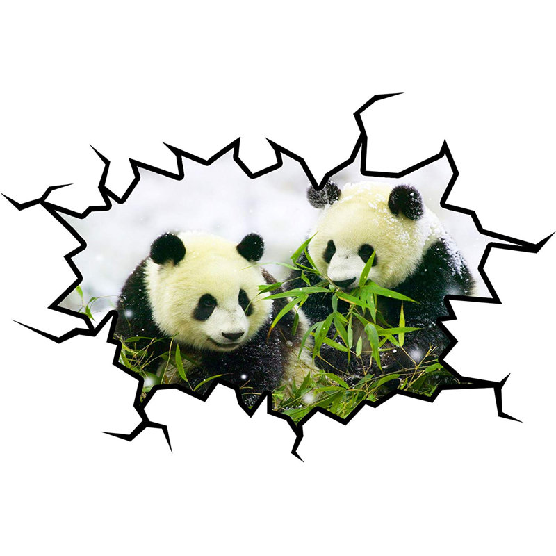 Décalcomanie murale trou ours panda, H 28 po x l 36 po x P 0,01 po