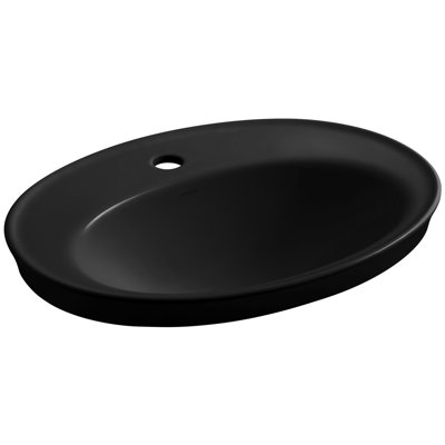 Serif Ceramic Oval Drop-In Bathroom Sink with Overflow