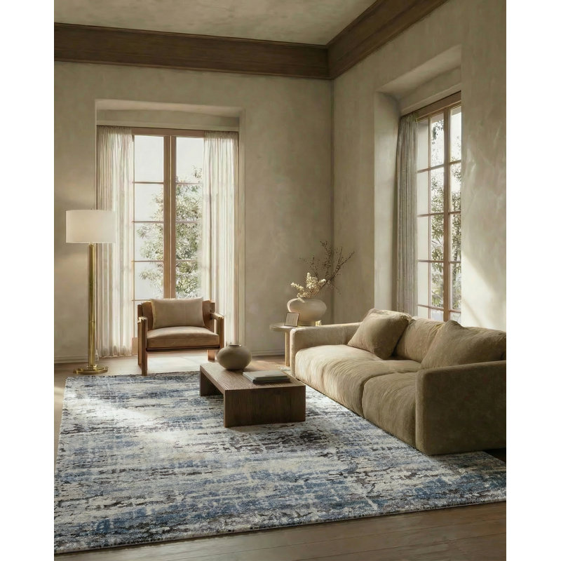 Gerwar Abstract Blue/Gray Area Rug (9'3"X13'), Rectangle 9'3" x 13'