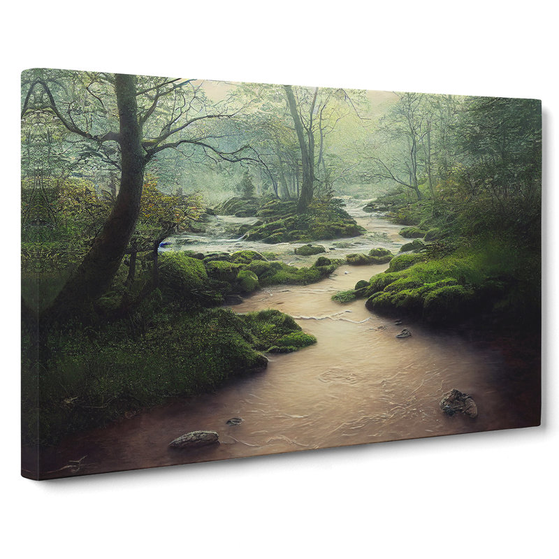 Attractive Forest Stream - Wrapped Canvas, 35cm H x 50cm W x 3cm D