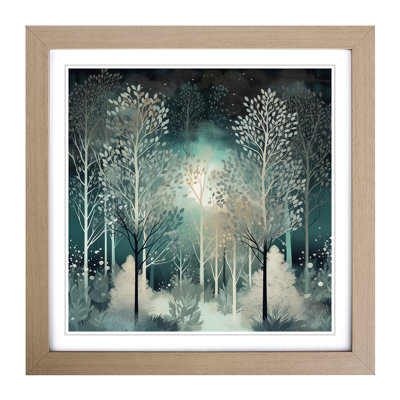 Winter Forest Art Deco - Single Picture Frame Print on Wood