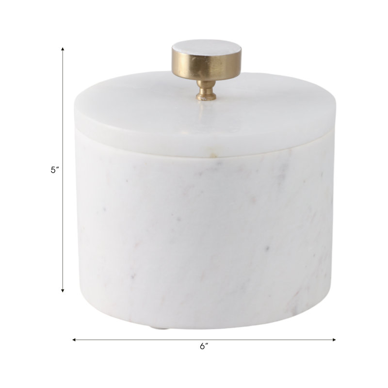Sagebrook Home 8" Vero Large Alabaster And Marble Box, 5" H x 6" W x 6" D