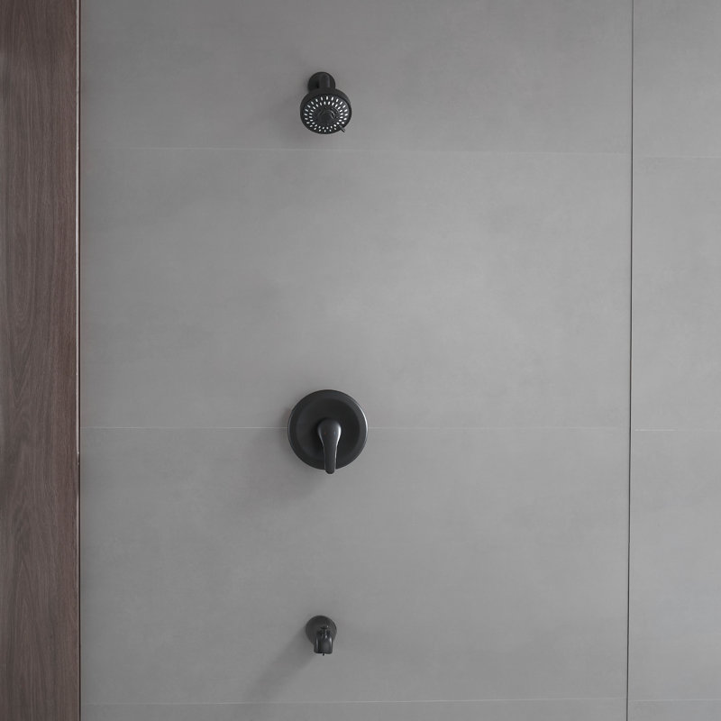 Spot Defense Matte Black Single Handle Tub And Shower Faucet With 6 Spray Settings – 1.8 GPM (Valve Included)