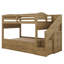 Lit simple superposé simple avec lit gigogne, trois tiroirs de rangement, escalier de rangement et garde-robe-614035306