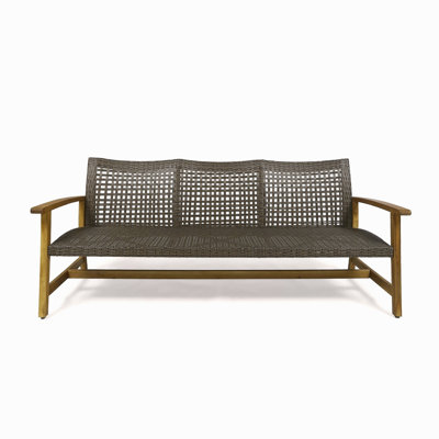 Outdoor Wicker 3 Seater Sofa, Patio Furniture Conversation Set For Backyard