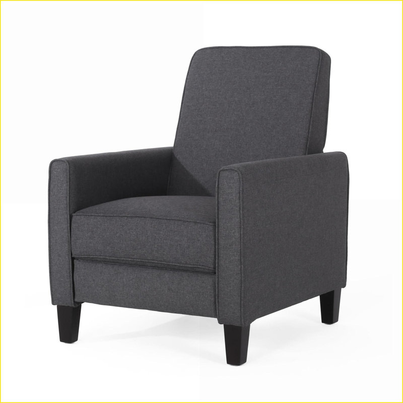 Recliners, Contemporary Charcoal Gray Fabric Push Back, Low Profile for Small Spaces | Smoke | Fabric, Fabric - Gray