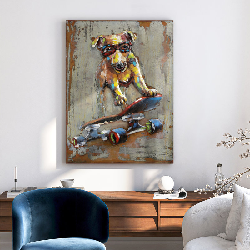 « dog on ragement », impression sur métal