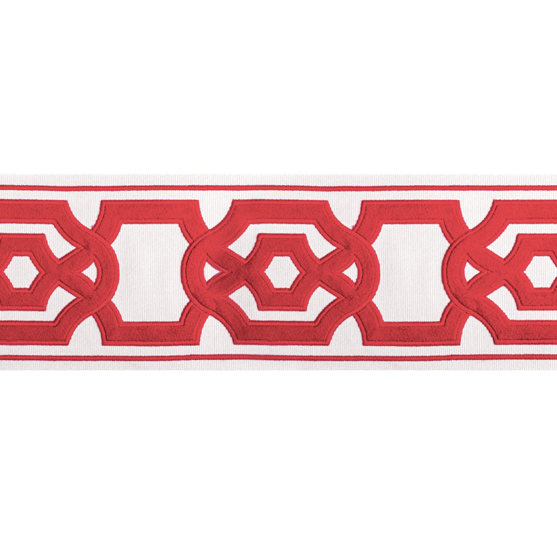 Treillis Passementerie II Cerise Tape Fabric, Red